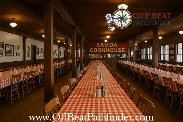 Family-style meal at Samoa Cookhouse