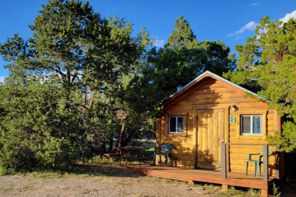 A campsite in the Sandia foothills at Turquoise Trail Campground