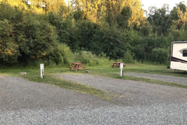 An RV parked at the Ship Creek RV Park
