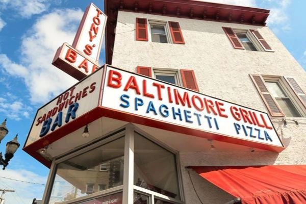 A retro-style pizza from Tony’s Baltimore Grill