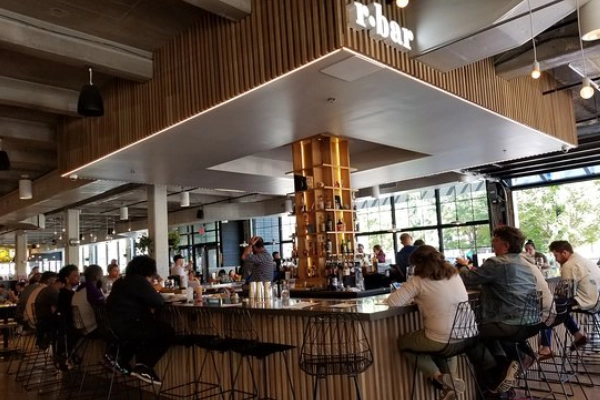 The bustling interior of the R. House food hall