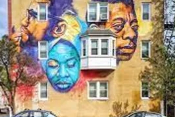 Colorful street art in the Station North Arts District