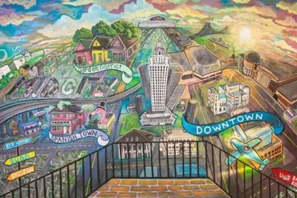 Colorful street art in the Mid City Arts District