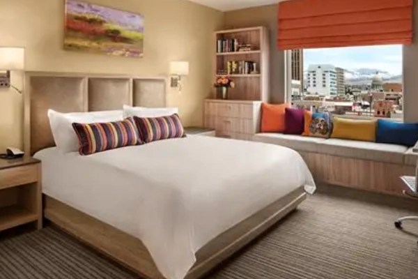An artsy, stylish room at the Inn at 500 Capitol