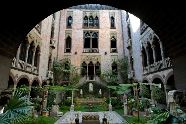 The courtyard of the Isabella Stewart Gardner Museum, designed like a Venetian palace