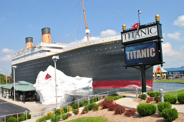 The life-size ship bow of the Titanic Museum Attraction
