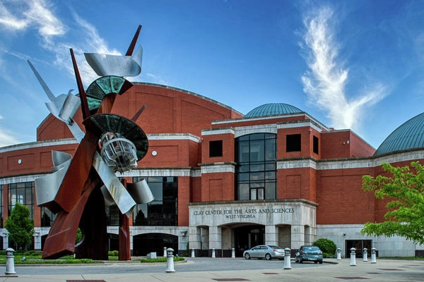 The modern exterior of the Clay Center for the Arts & Sciences