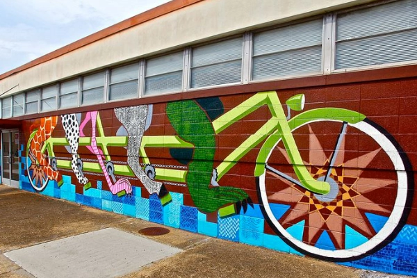 Colorful street art in Chattanooga's Southside Arts District