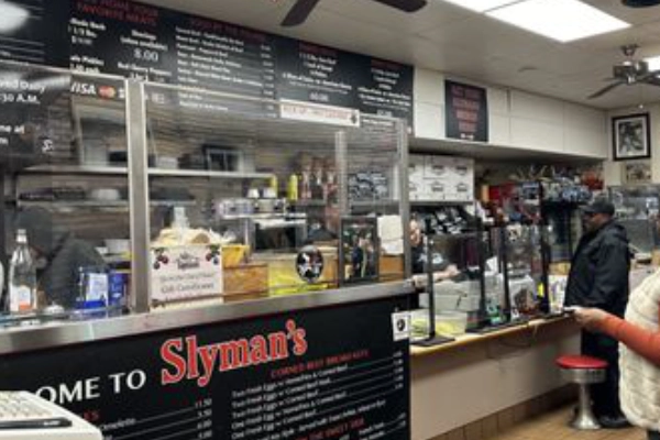 A massive corned beef sandwich from Slyman’s Deli
