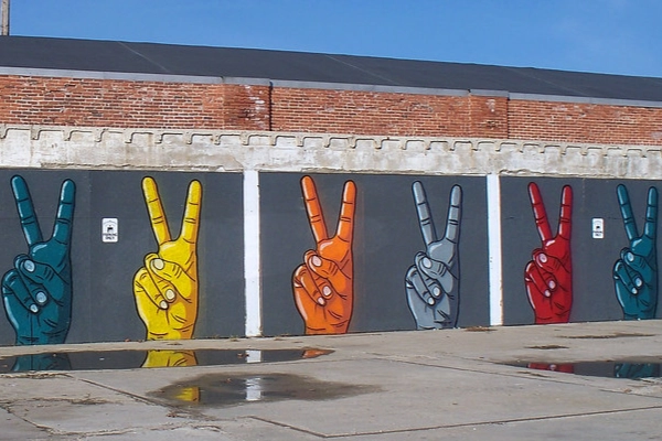 Colorful street art in the Franklinton Arts District