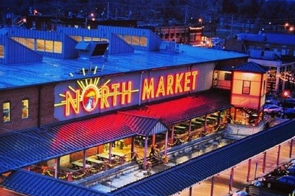 The bustling interior of the North Market food hall