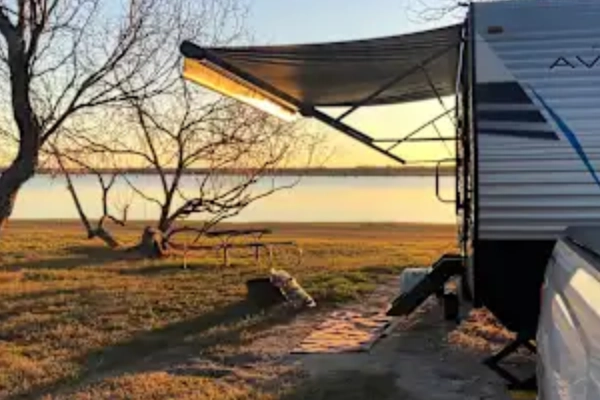 A campsite right on the beach at Padre Balli Park