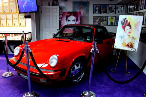 Selena's iconic red Porsche at the Selena Museum