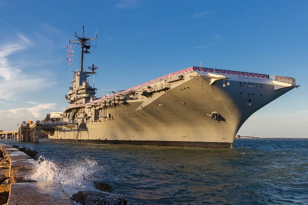 The USS Lexington Museum docked in Corpus Christi Bay