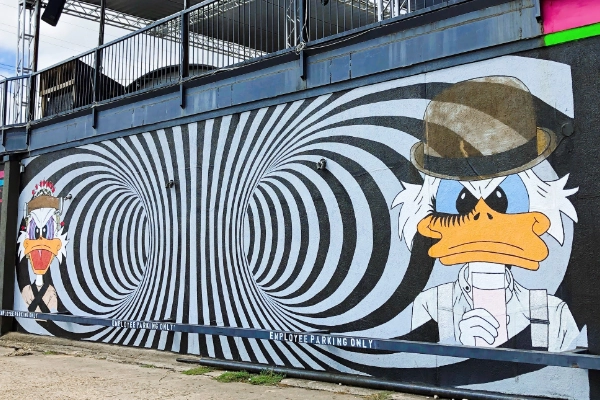 Colorful street art on Commerce Street in Deep Ellum
