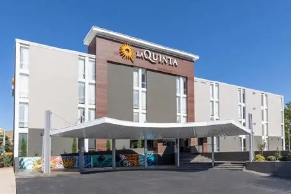 A simple, clean room at a La Quinta Inn