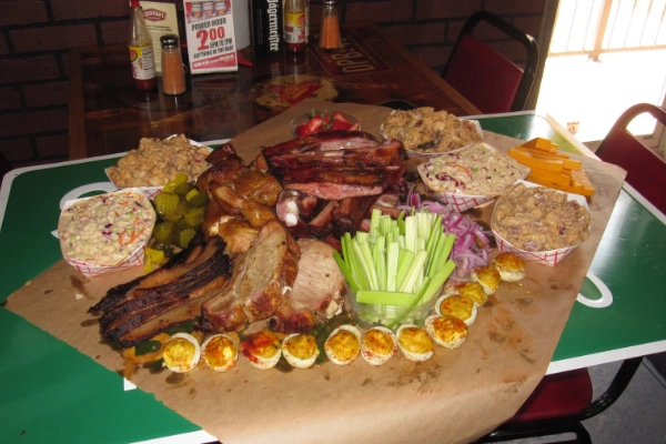 Sausage links and brisket at Lockhart Smokehouse