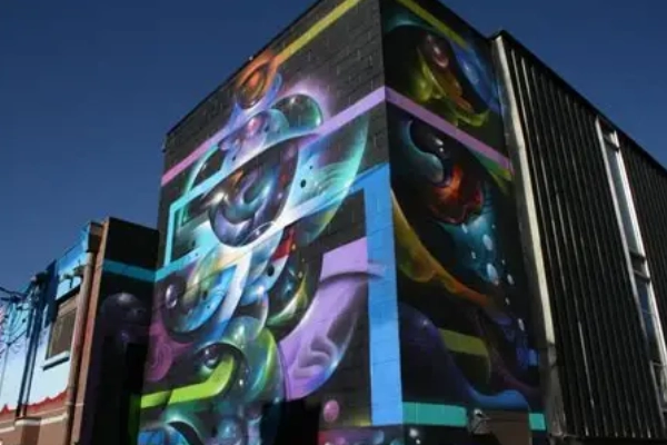 Vibrant street art on Larimer Street in the RiNo Art District