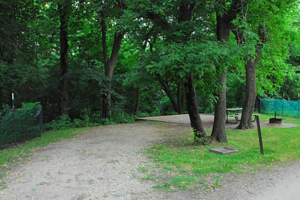 A campsite near the river at Buffalo River State Park