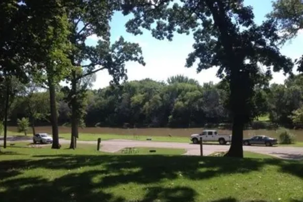 A kinetic sculpture in Lindenwood Park along the river