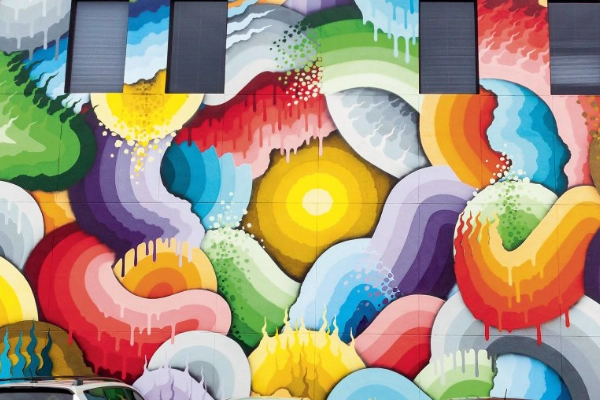Colorful street art in Fargo's North Broadway Arts District