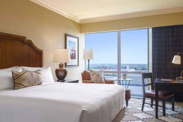 A modern room at the Omni Fort Worth Hotel