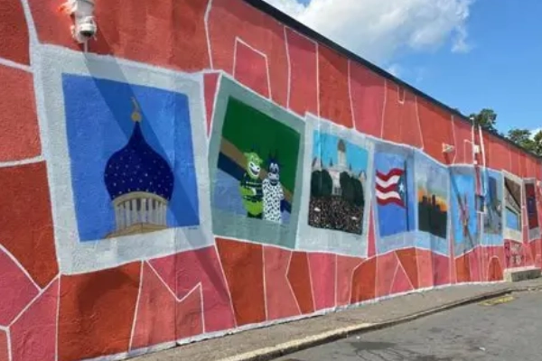 Colorful street art in the Parkville Arts District