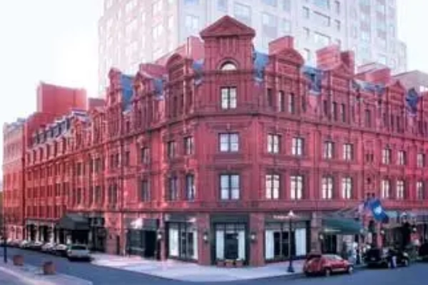 The historic, elegant lobby of The Goodwin Hotel