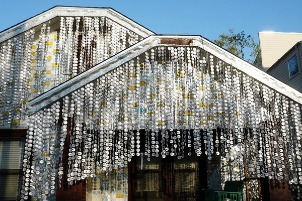 The Beer Can House covered in over 50,000 beer cans