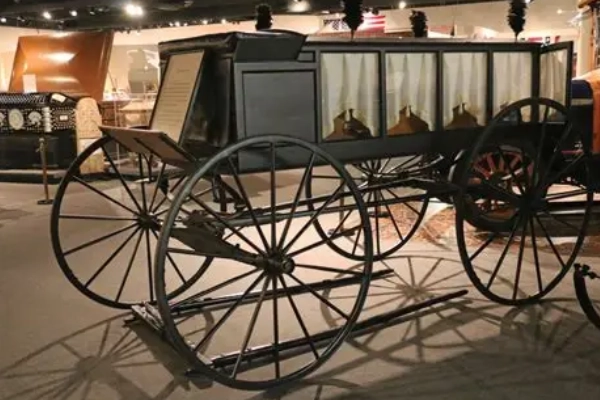 Vintage hearses on display at the National Museum of Funeral History
