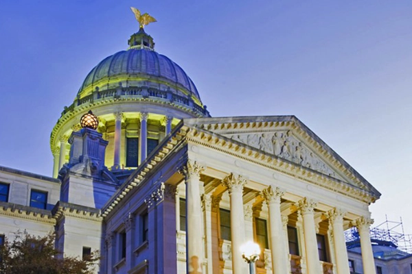 The historic Greek Revival Old Capitol Museum in Jackson