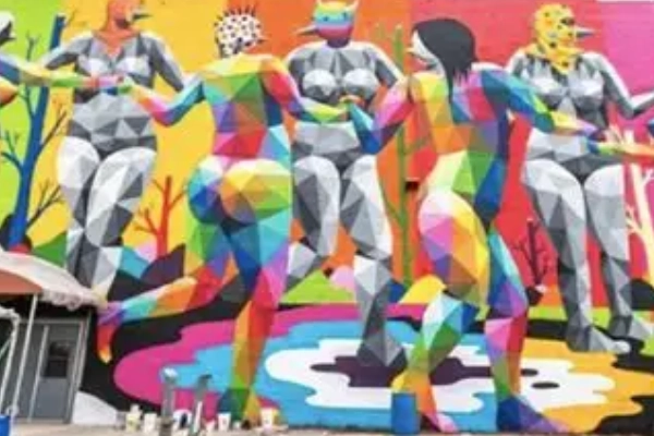 Colorful street art in Jackson's Town Square Arts District