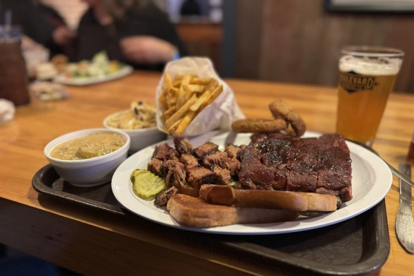 A tray of burnt ends and ribs from Joe’s Kansas City Bar-B-Que