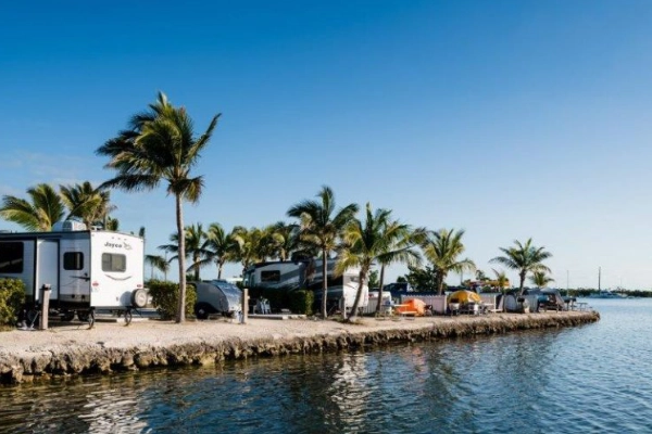 A waterfront campsite at Boyd’s Key West Campground