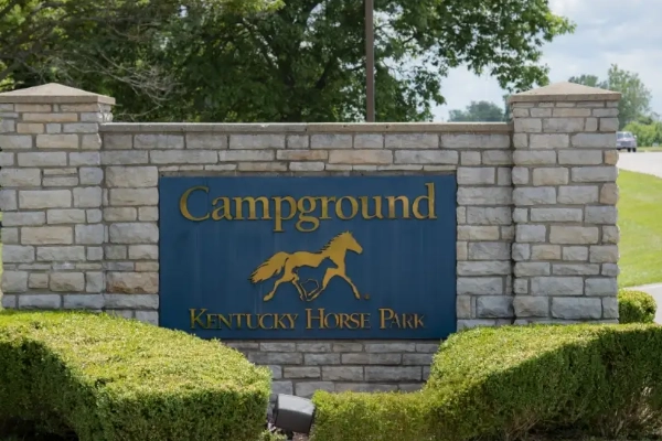 A campsite in the beautiful bluegrass fields of the Kentucky Horse Park
