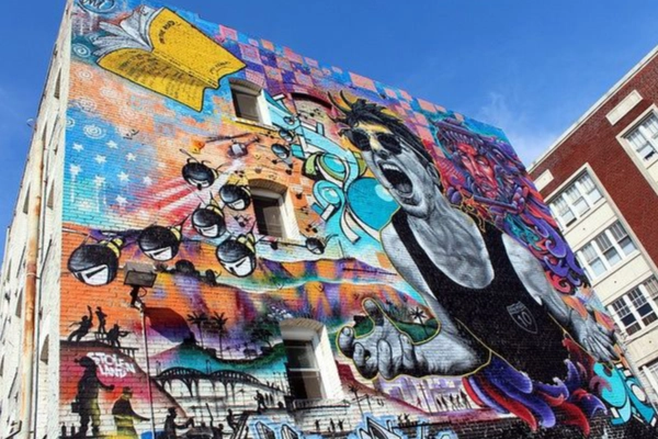 Colorful street art in the Arts District of Los Angeles