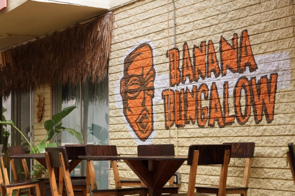 A common area at the Banana Bungalow hostel in Hollywood