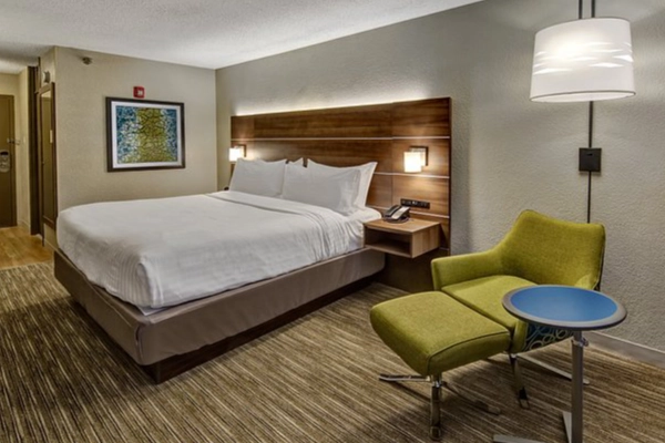 A simple, clean room at a Holiday Inn Express