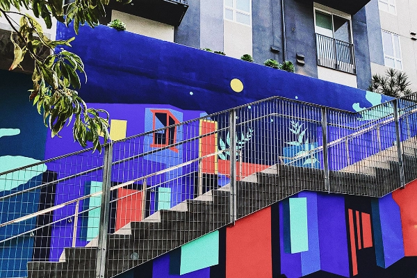 Colorful street art in Manchester's Millyard Arts District