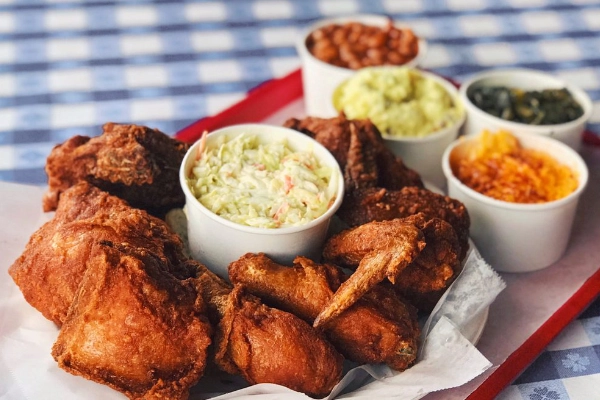 A plate of spicy fried chicken from Gus’s