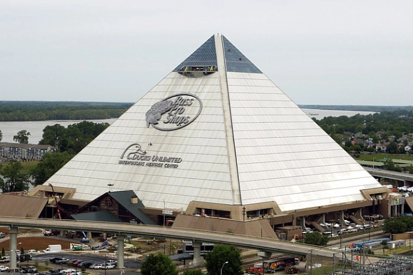 The massive, 321-foot glass Memphis Pyramid