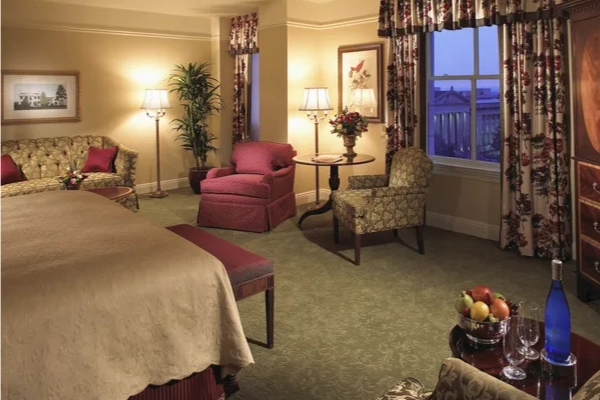 The grand, historic lobby of The Hermitage Hotel