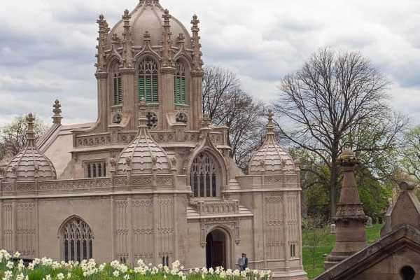 Gothic arches at Green-Wood Cemetery in Brooklyn
