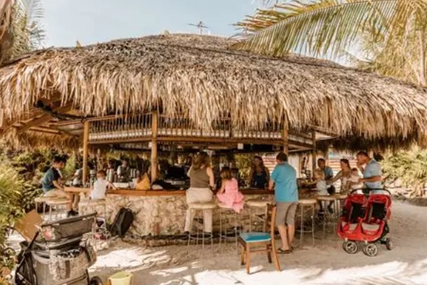 The floating docks and tropical vibe of Seacrets Tiki Bar