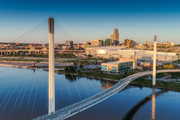 The Bob Kerrey Pedestrian Bridge spanning the Missouri River