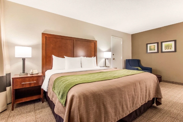 A simple, clean room at a Comfort Inn