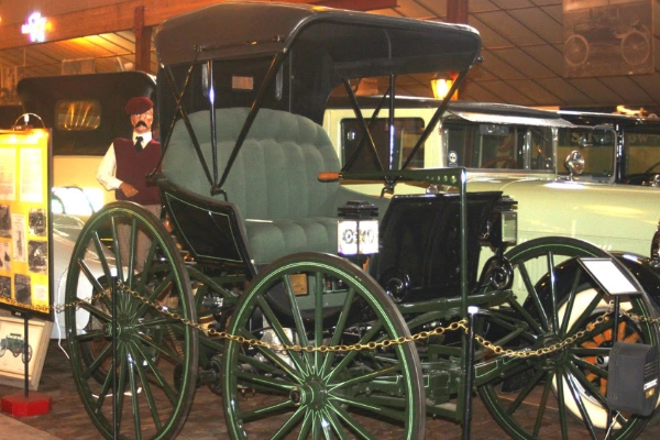 A vintage 1920s steam engine at the Wheels O’ Time Museum