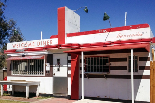 The retro exterior of the Welcome Diner