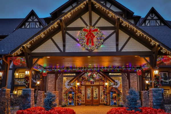 The festive, Bavarian-themed Inn at Christmas Place