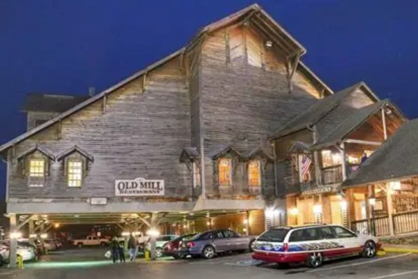 A plate of Southern biscuits and gravy from The Old Mill Restaurant